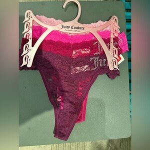 Juicy Couture 4 x  pairs Lace Thong Set - Pink Shades